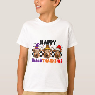 Koe Hallothanksmas Halloween Thanksgiving Kerstmis T-shirt