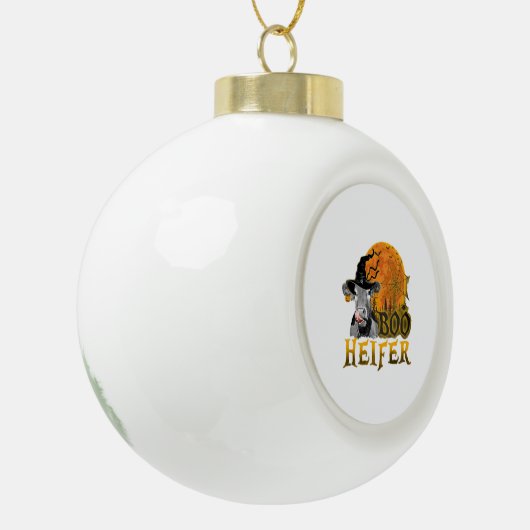 Koe Halloween Keramische Bal Ornament (Links)