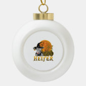 Koe Halloween Keramische Bal Ornament (Voorkant)