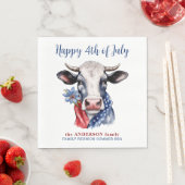Koe Happy 4th of July Rood Wit Blauw Patriottisch Servet (Insitu)