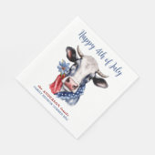 Koe Happy 4th of July Rood Wit Blauw Patriottisch Servet (Hoek)