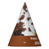 Koe Happy Birthday Bruin en Wit Feesthoedjes (Links)