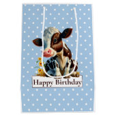 Koe Happy Birthday Daisy Blue Medium Cadeauzakje (Achterkant)
