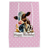 Koe Happy Birthday Daisy Pink Medium Cadeauzakje (Achterkant)