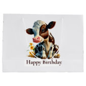 Koe Happy Birthday Daisy White Groot Cadeauzakje (Achterkant)