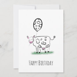 Koe Happy Birthday Hand Drawn Doodle Art Feestdagenkaart