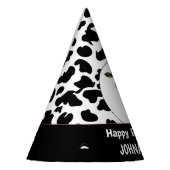 Koe Happy Birthday zwart-wit Feesthoedjes (Links)