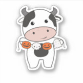 Koe Happy Halloween Pumpkin Bat Costume Sticker (Voorkant)