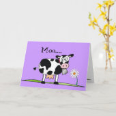 Koe-Happy Mudders Dagen Kaart (Gele Bloem)