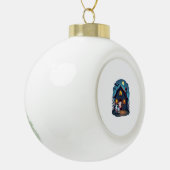 Koe & Haunted Barn Keramische Bal Ornament (Links)