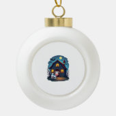 Koe & Haunted Barn Keramische Bal Ornament (Voorkant)