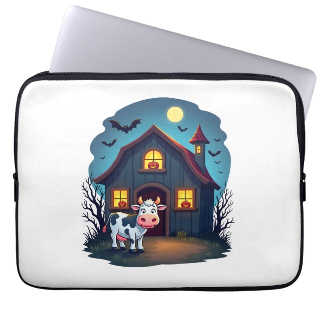 Koe & Haunted Barn Laptop Sleeve (Voorkant)