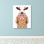 Koe Hawaiiaanse Shirt Canvas Afdruk (Insitu (Houten vloer))