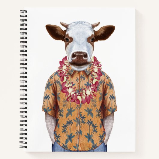 Koe Hawaiiaanse Shirt Notitieboek (Voorkant)