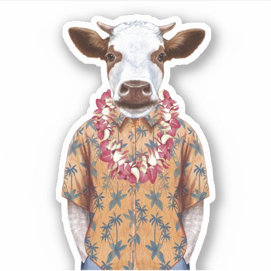 Koe Hawaiiaanse Shirt Sticker (Voorkant)