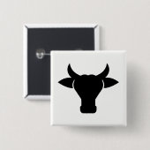 Koe Head Silhouette Vierkante Button 5,1 Cm (Voorkant /achterkant)