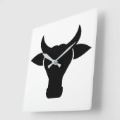 Koe Head Silhouette Vierkante Klok (Hoek)