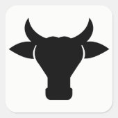 Koe Head Silhouette Vierkante Sticker (Voorkant)