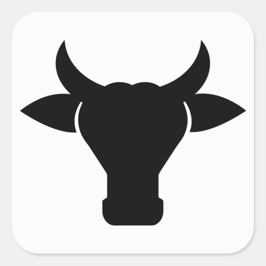 Koe Head Silhouette Vierkante Sticker (Voorkant)