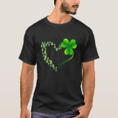 Koe Heart Leaf Irish St Patrick Day Clover Heart T-shirt (Voorkant)