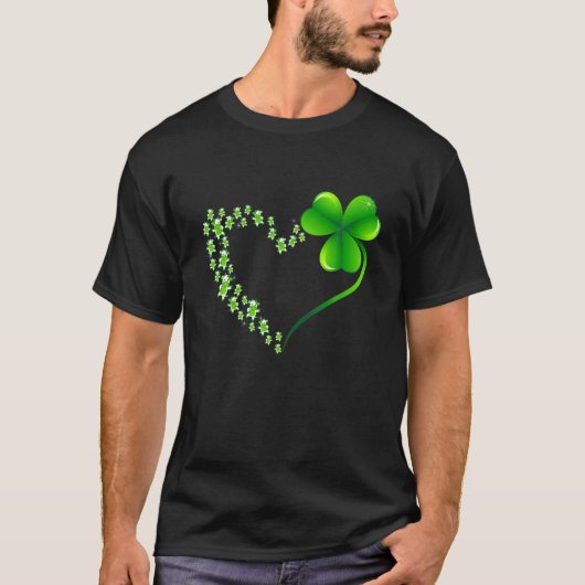 Koe Heart Leaf Irish St Patrick Day Clover Heart T-shirt (Voorkant)