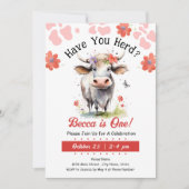 Koe Heb je 1e Verjaardags Meisje ingeslagen Kaart (Voorkant)