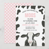 Koe Heb je gehoord Moos roze Plaid Verjaardag Kaart (Voorkant / Achterkant)