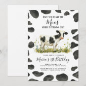 Koe Heb je gehoord Moos Waterverf Verjaardagsfeest Kaart (Voorkant / Achterkant)