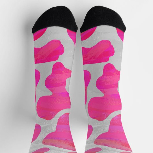 Koe Heet Roze en Wit Patroon Sokken (Top)