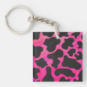 Koe heet roze en zwarte print sleutelhanger (Voorkant)