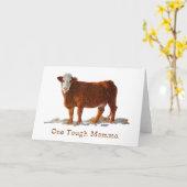 Koe Hereford: Een keiharde mamma: Moederdag Kaart (Gele Bloem)