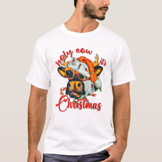 Koe Het is Kerstmis Candy Cane Kerstman T-shirt
