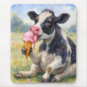 Koe Het likken van een Druppelende Ice Cream Cone Muismat (Voorkant)