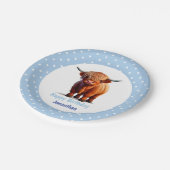 Koe Highland Blue Birthday Papieren Bordje (Gekanteld)