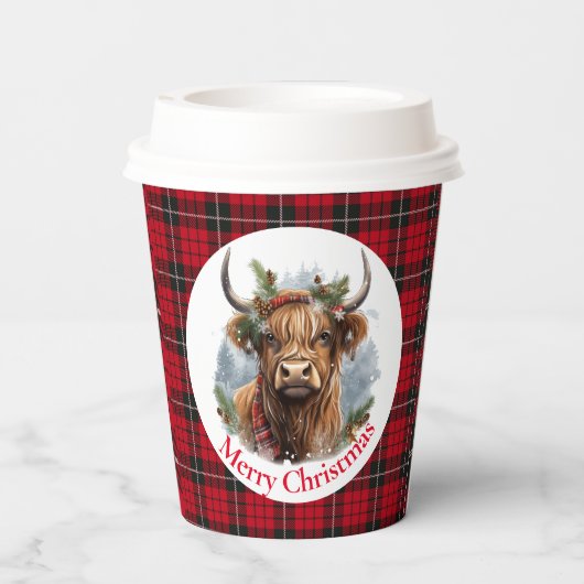 Koe Highland Christmas Papieren Bekers (Achterkant)