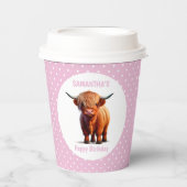 Koe Highland Pink Papieren Bekers (Voorkant)