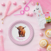 Koe Highland Roze Ballonnen Poke Stippen Papieren Bordje (Feest)