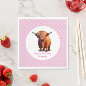 Koe Highland Roze Ballonnen Poke Stippen Servet (Insitu)