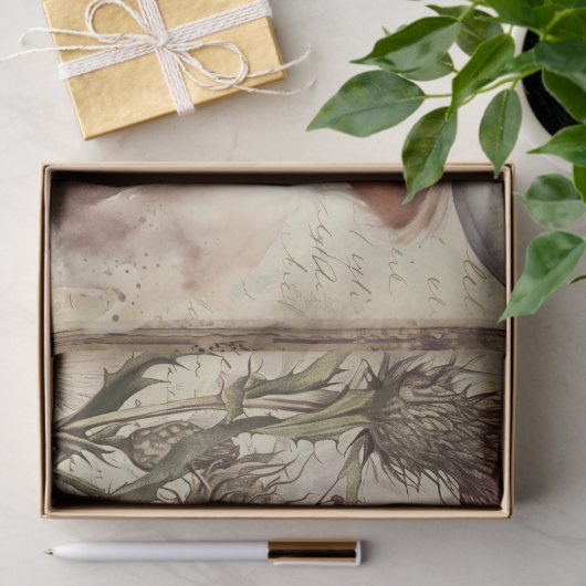 Koe Highland Scotland Thistle Waterverf Tissuepapier (Geschenk)