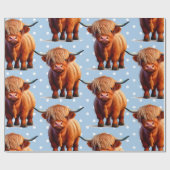 Koe highlander Blauw Cadeaupapier (Vlak)