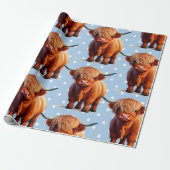 Koe highlander Blauw Cadeaupapier (Uitgerold)