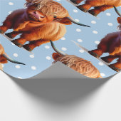 Koe highlander Blauw Cadeaupapier (Hoek)