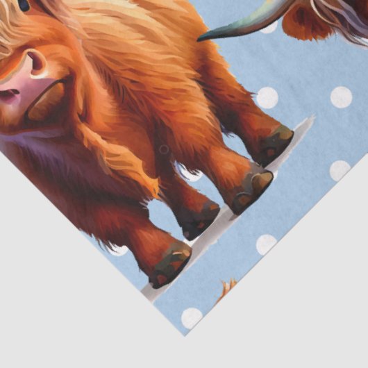 Koe highlander Blauw Tissuepapier (Detail)