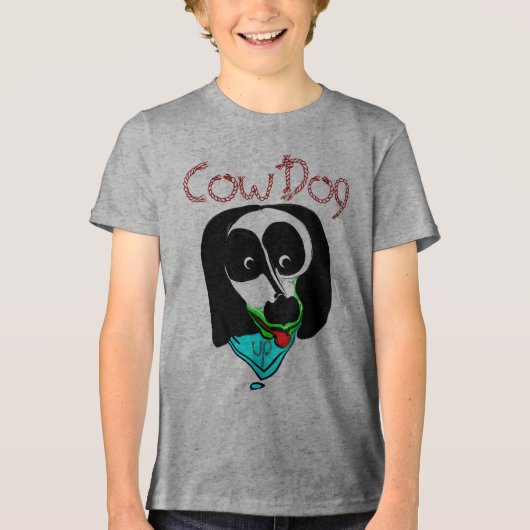 Koe Hond OMHOOG Tri-Blend Shirt (Voorkant)