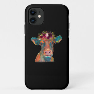 Koe Hoofd Gezichtskleurige Waterverf   Koe Giften Case-Mate iPhone Case