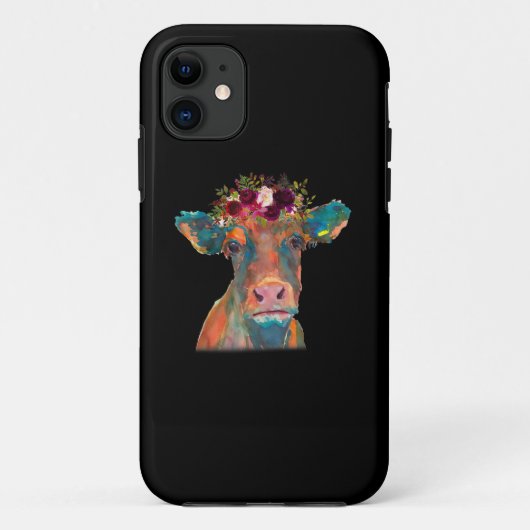 Koe Hoofd Gezichtskleurige Waterverf | Koe Giften Case-Mate iPhone Case (Achterkant)