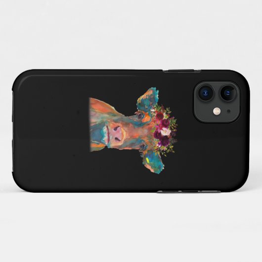 Koe Hoofd Gezichtskleurige Waterverf | Koe Giften Case-Mate iPhone Case (Achterkant (horizontaal))