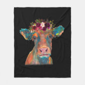 Koe Hoofd Gezichtskleurige Waterverf | Koe Giften Fleece Deken (Voorkant)