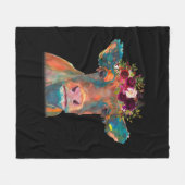 Koe Hoofd Gezichtskleurige Waterverf | Koe Giften Fleece Deken (Voorkant (Horizontaal))