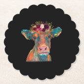 Koe Hoofd Gezichtskleurige Waterverf | Koe Giften Kartonnen Onderzetters (Voorkant)